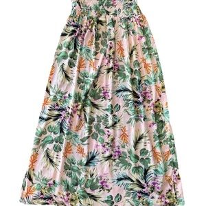 Kona Sol Smocked Waist Double Slit Swim Beach Cover Up Maxi Skirt Small New